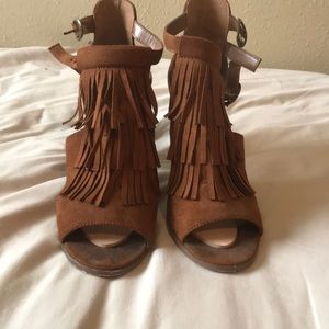 Fringe casual thick heels